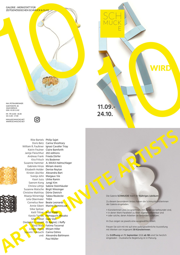 10 Jahre Galerie SCHMUCKE, Jubiläumsausstellung