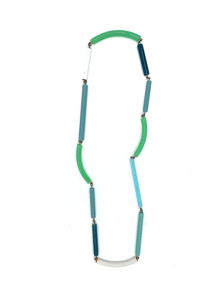 W.R. Faulkner, Glass Necklace, blue glass tubes